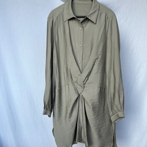Zara Khaki Long Sleeve Dress - Picture 2 of 14